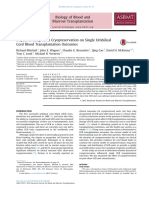 Impact of Long-Term Cryopreservation On Single Umbilical - 2015