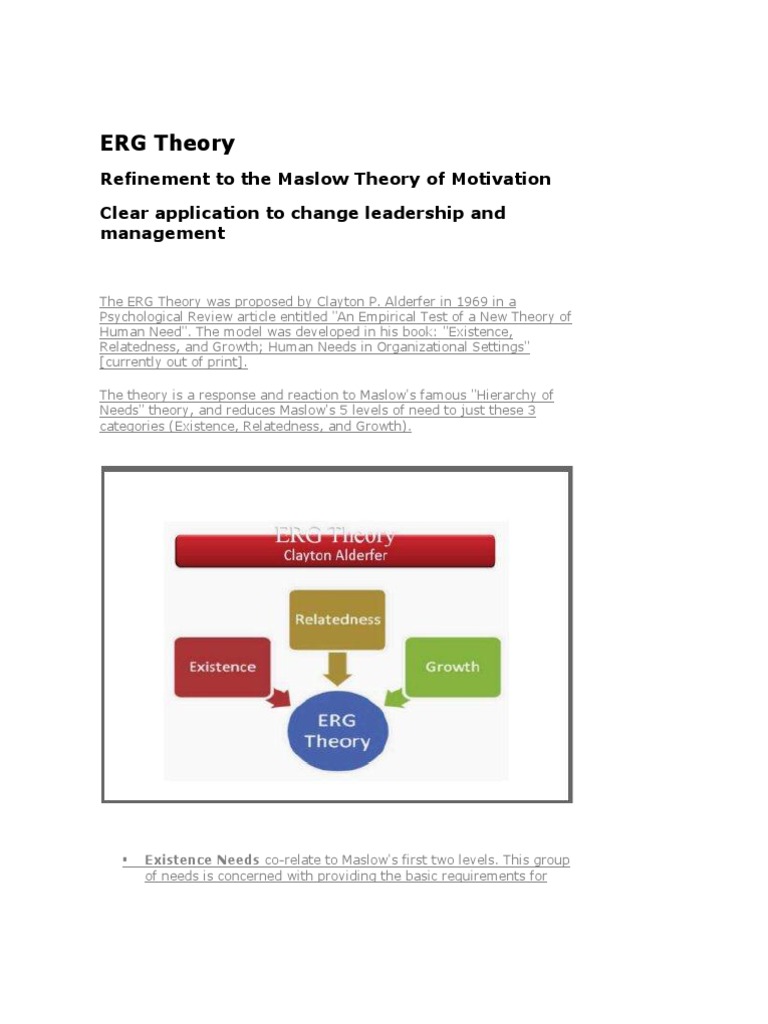 ERG Theory | PDF | Motivation | Motivational