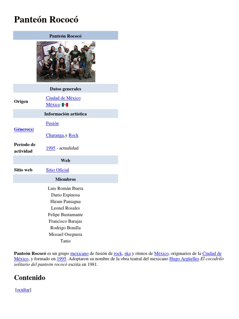 Panteón Rococó PDF Musica Latinoamericana Musica Popular