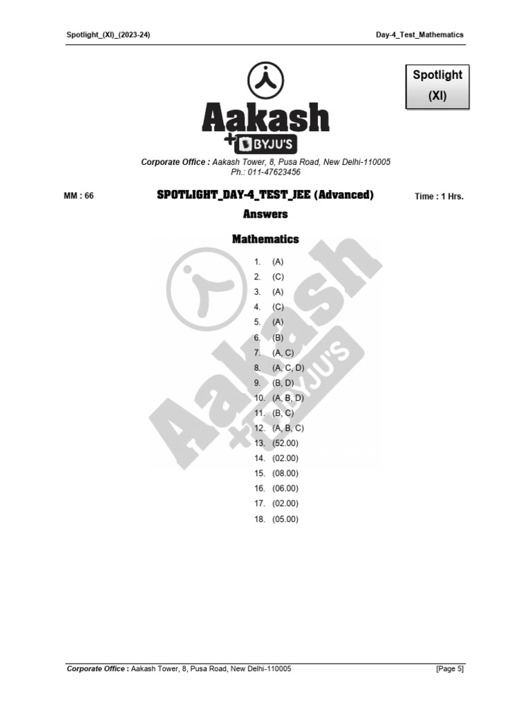 JEE Advanced Day 4 Mathematics Test Solutions | PDF | Ellipse ...