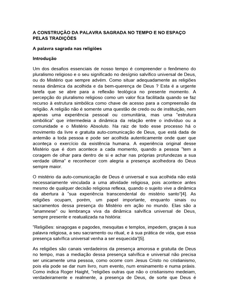 A Palavra Sagrada nas Religiões | PDF | Deus | Revelação