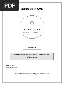 Grade 10 BS Term 1 Controlled Test