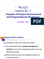 MG 623 Lecture No. 3 Analysing Project Environment and Organisational Strategies NML