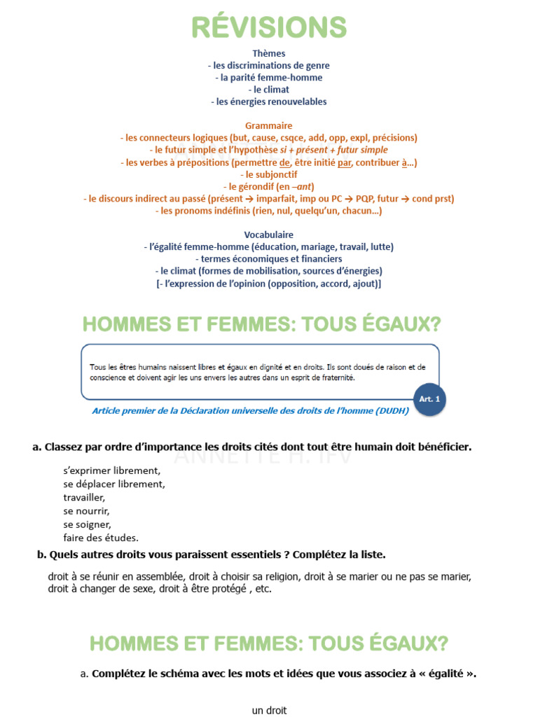 Égalité hommes-femmes et climat : enjeux clés | PDF | Égalité des sexes ...