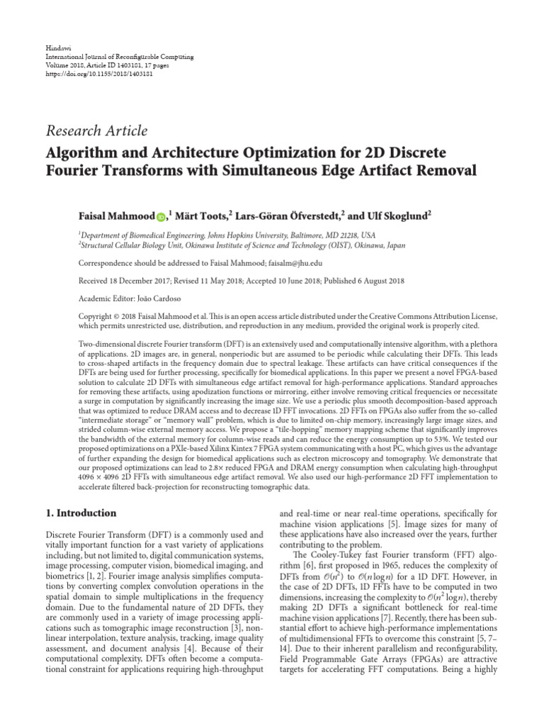 Algorithm and Architecture Optimization For 2D Dis | PDF | Fast Fourier ...