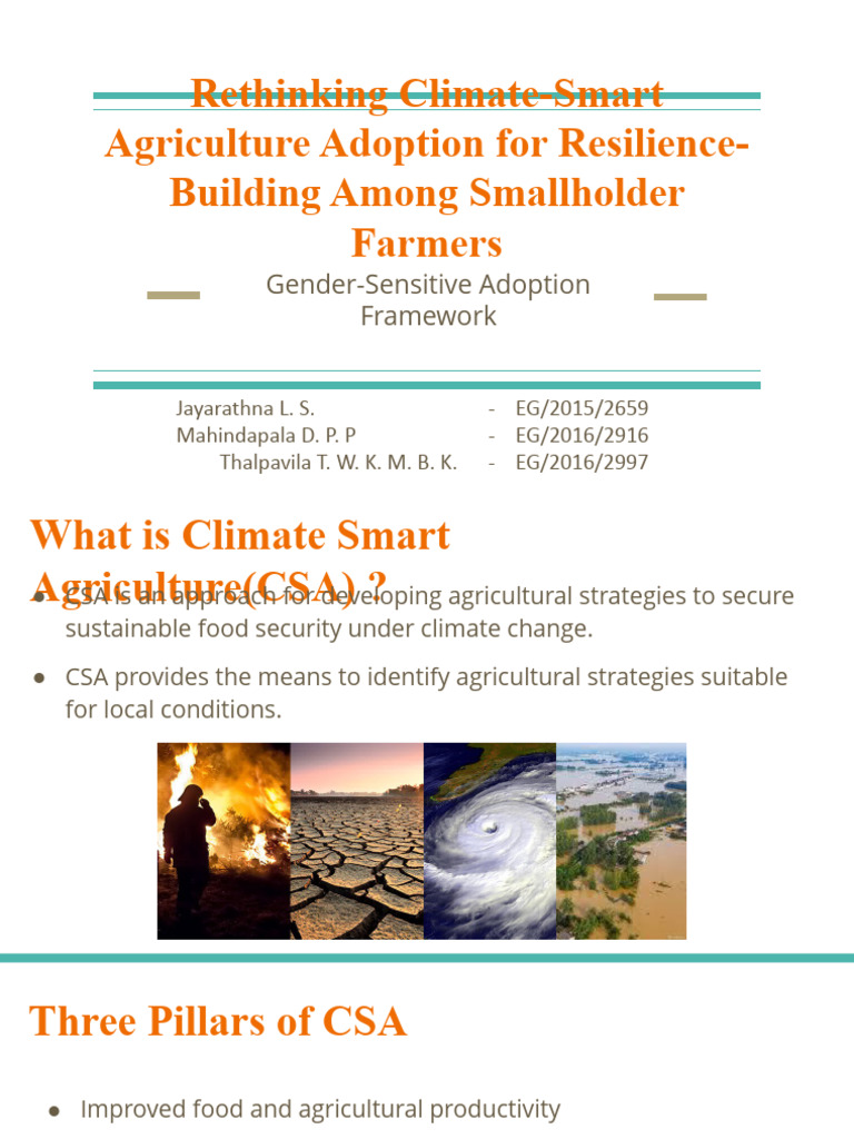 Gender-Sensitive Framework for CSA Adoption | PDF | Climate Resilience ...