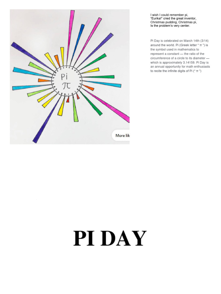 Pi Day Quiz PDF Pi Mathematics