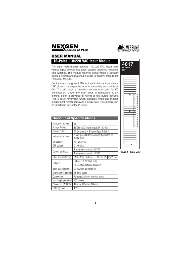16-Point 110/220 VAC Input Module Manual | PDF | Alternating Current ...
