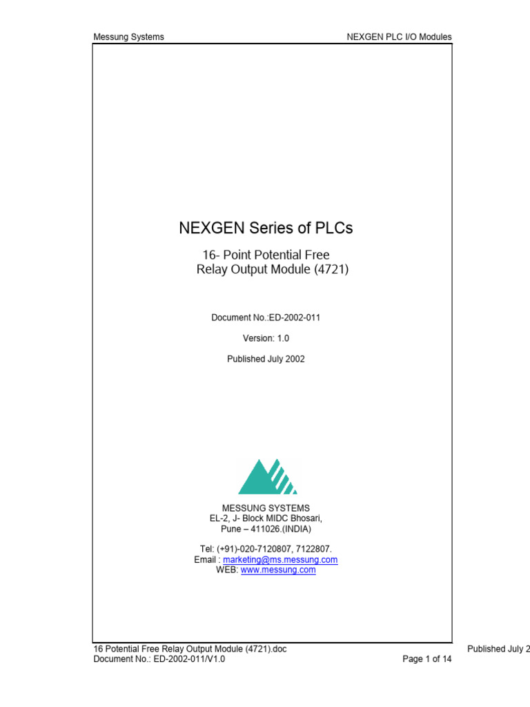 16-Point Relay Output Module Overview | PDF | Relay | Programmable ...