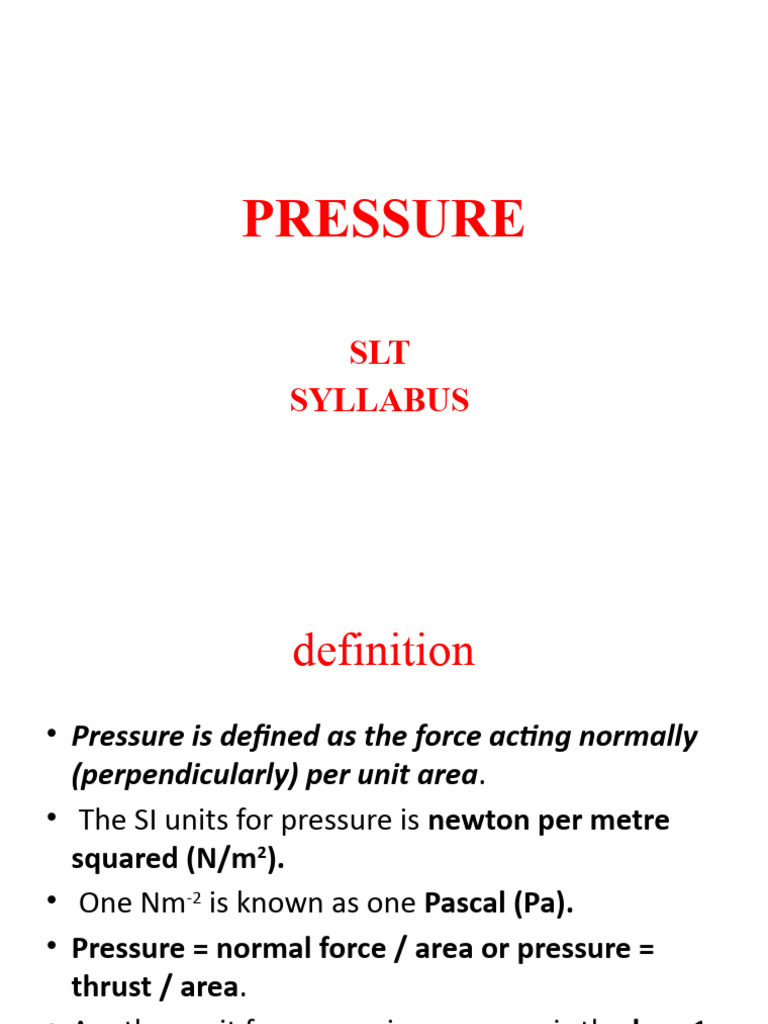 Understanding Pressure: Definitions & Examples | PDF | Pressure ...