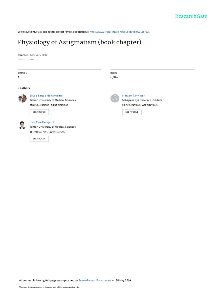 Physiology of Astigmatism | PDF | Human Eye | Cornea