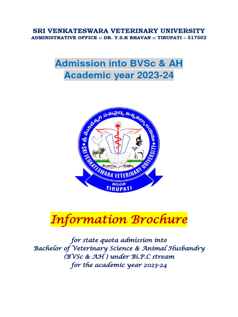 BVSc & AH Admission Guide 2023 | PDF