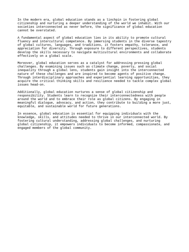 The Importance of Global Education in The Modern World 3 | PDF