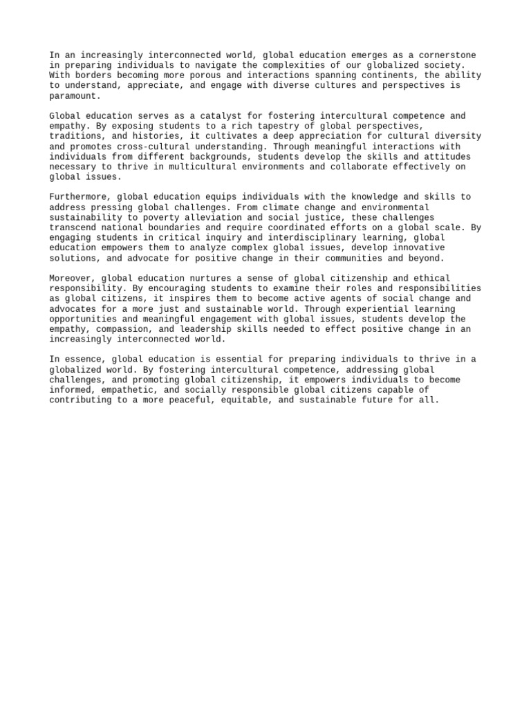 The Importance Of Global Education In The Modern World 5 Pdf