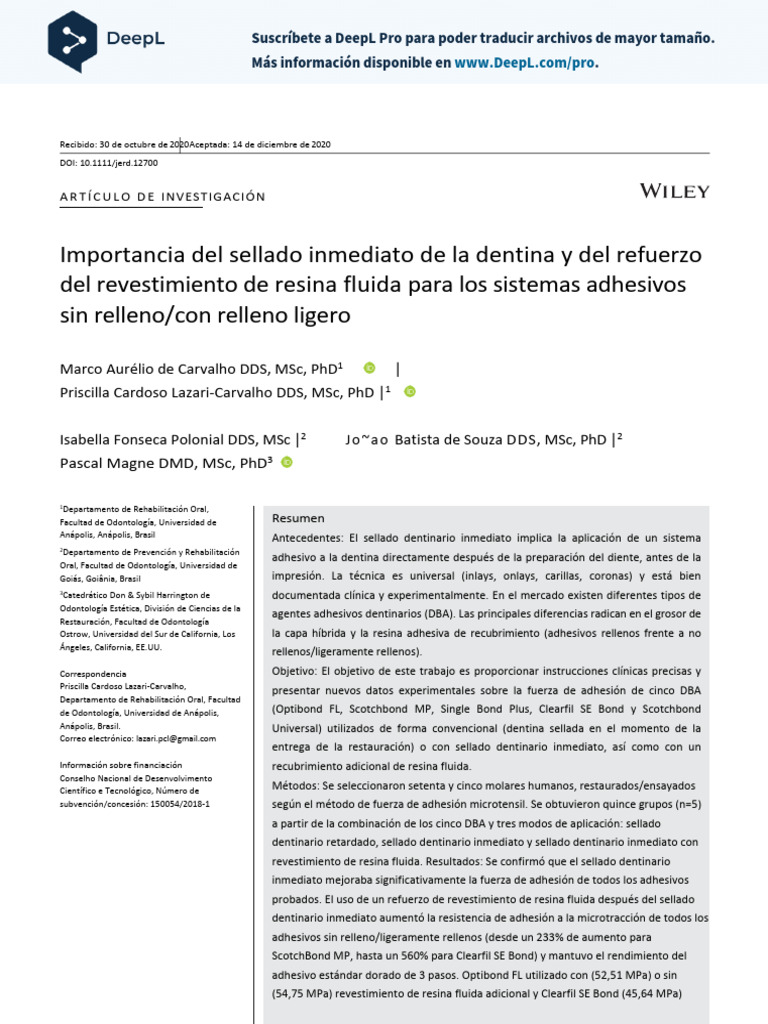 J Esthet Restor Dent - 2021 - Carvalho - Significance of immediate ...