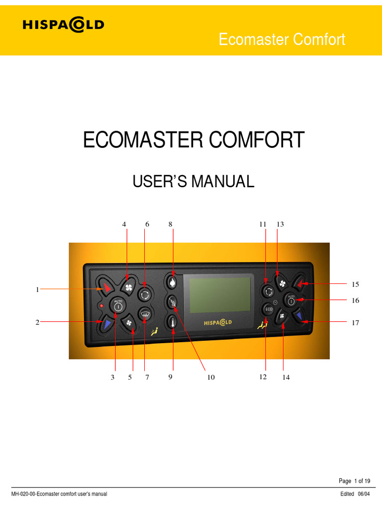 Ecomaster Comfort User's Manual | PDF | Air Conditioning | Manual ...
