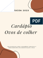 Cardápio Ovos de Páscoa 2023