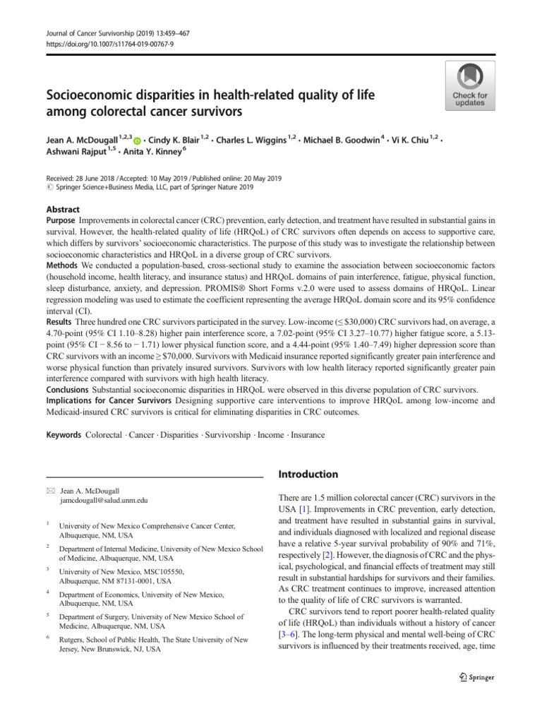 Socioeconomic Disparities in Health-Related Quality of Life Among ...