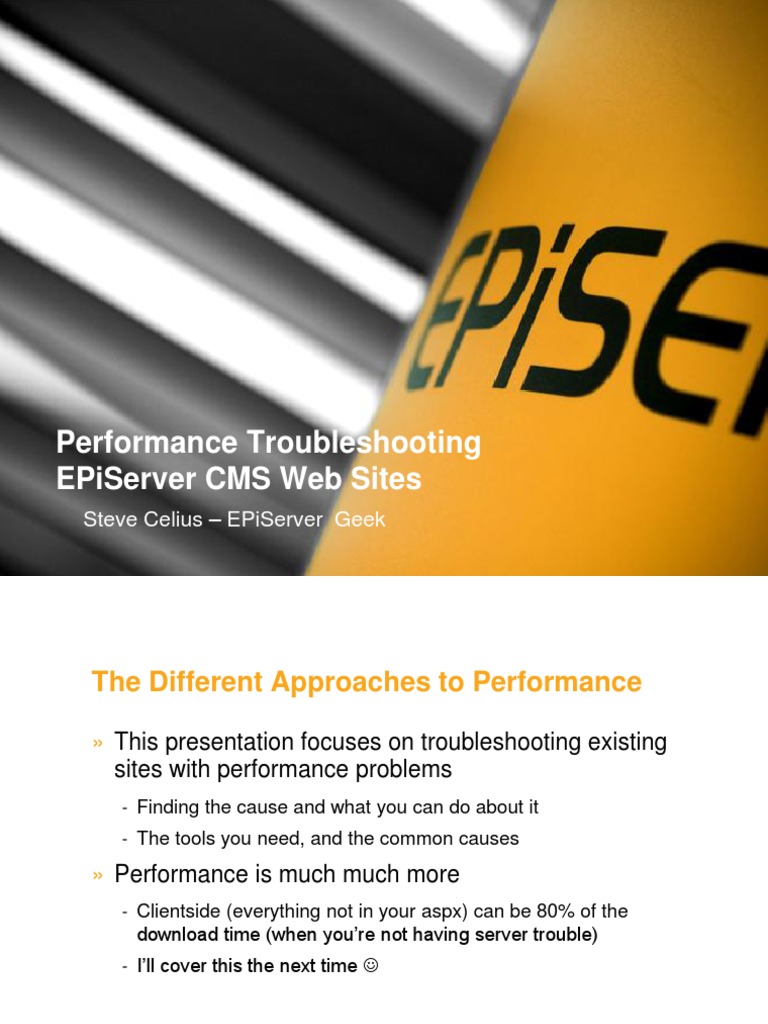 EPiServer CMS Performance Optimization Guide | PDF | Internet ...