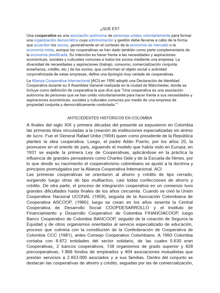 Definición y Contexto del Cooperativismo | PDF | Cooperativa | Economias