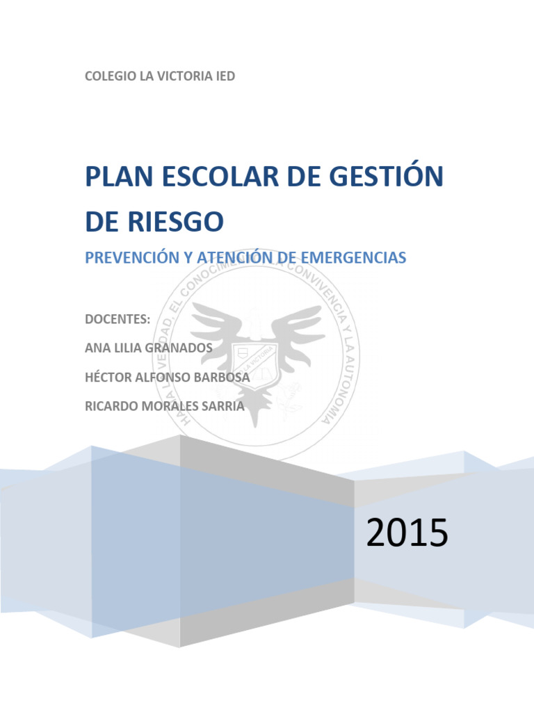 Plan De Gestion De Riesgos 2015 Pdf Riesgo Ciencias De La Tierra