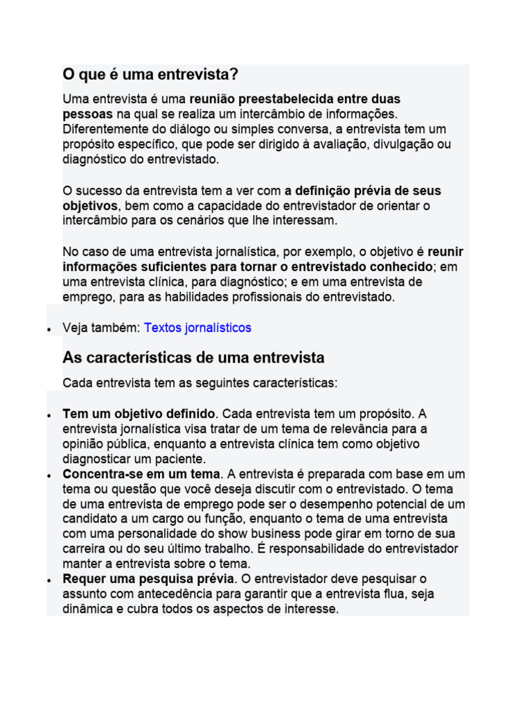 O Que É Uma Entrevista | PDF | Entrevista | Jornalismo