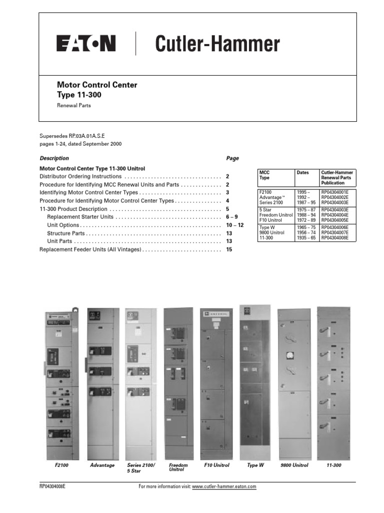 MCC Type 11-300 Renewal Parts Guide | PDF | Fuse (Electrical ...