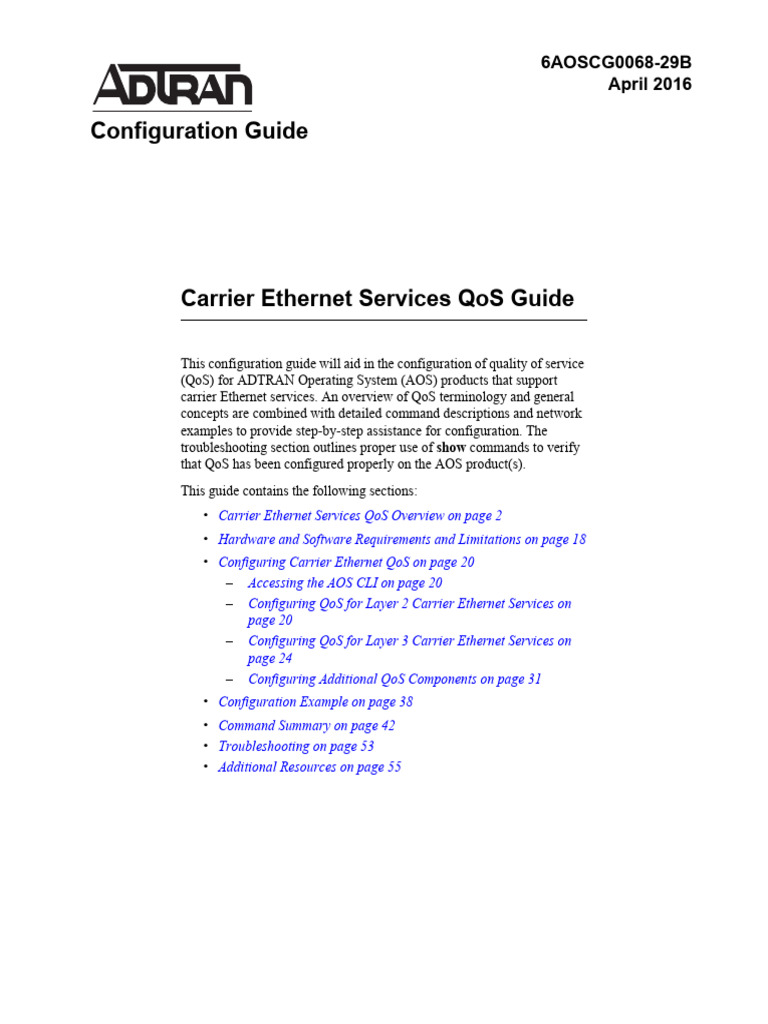 Carrier Ethernet Services QoS Guide | PDF | Network Congestion ...