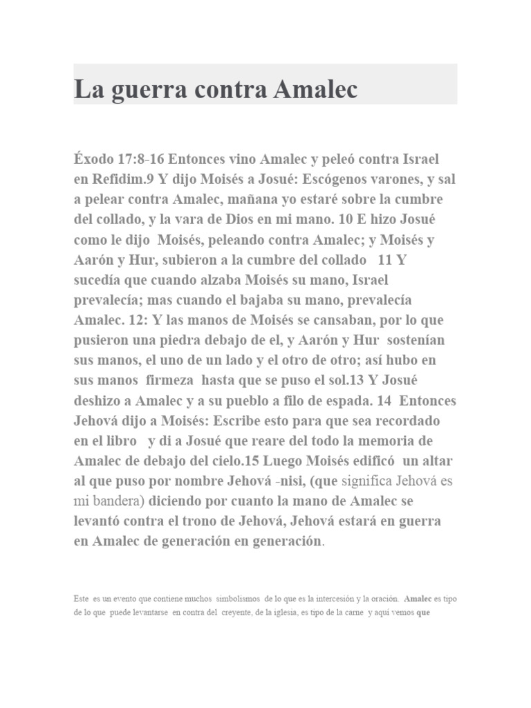 La Guerra Contra Amalec | PDF | Oración | Moisés
