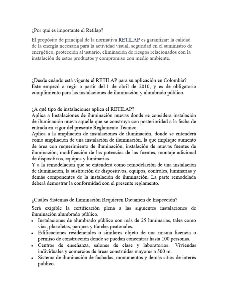 Por Qué Es Importante El Retilap | PDF | Cableado eléctrico | Luz de la ...