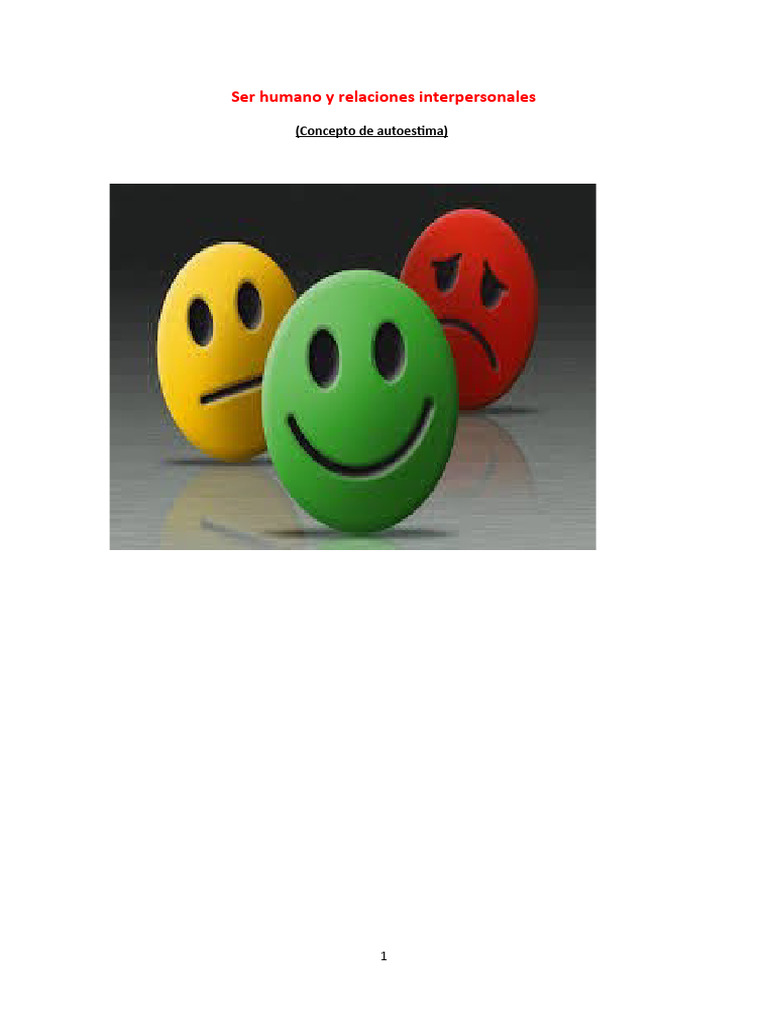 Autoestima y relaciones interpersonales | PDF | Autoestima | Actitud ...