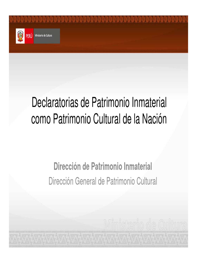 Declaratorias de Patrimonio Cultural Inmaterial | PDF | Patrimonio cultural