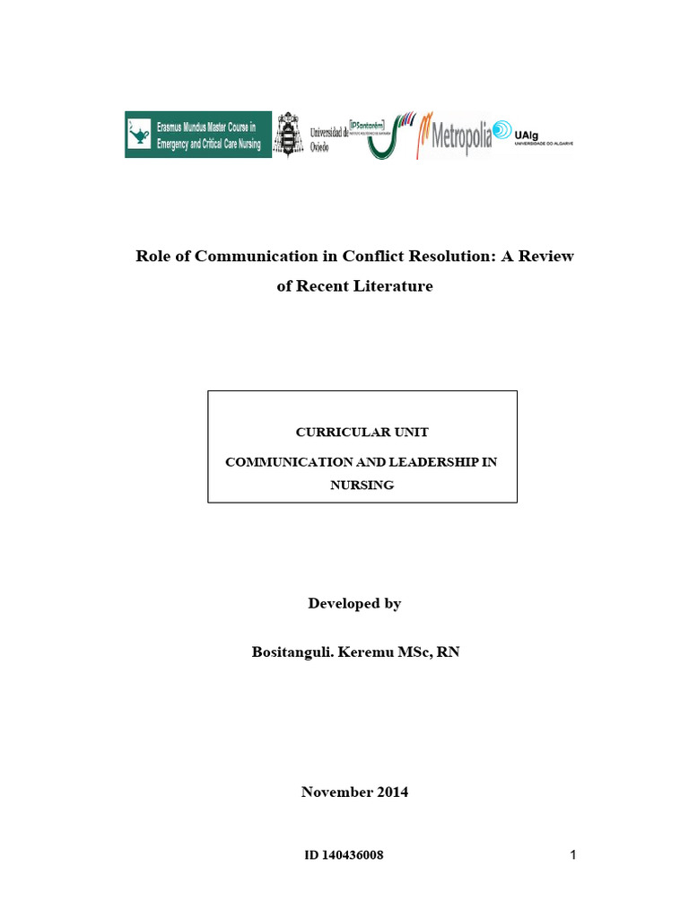 Effective Communication In Conflict Resolution