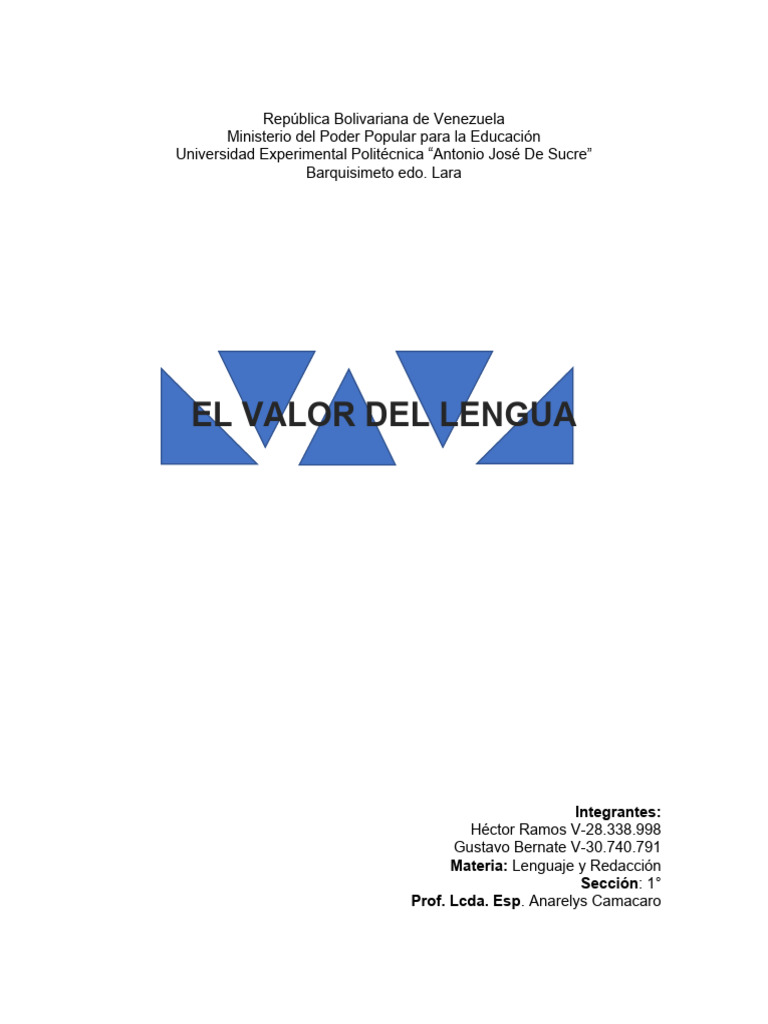 Taller de Lengua y Redacción, El Valor Del Lenguaje | PDF ...