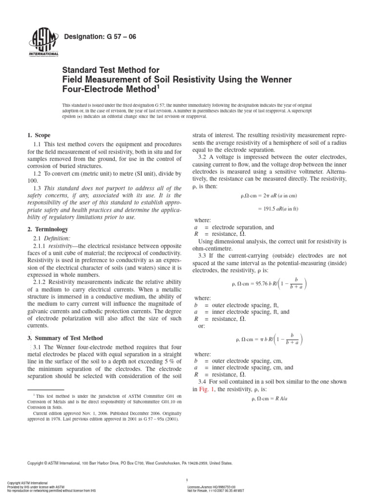 Astm Soil Resistivity Testing