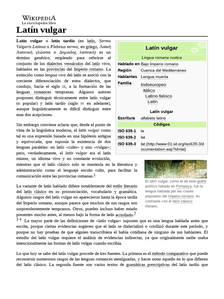 Latín Vulgar: Lengua del Pueblo Romano | PDF | latín | Lenguas de Europa