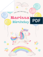 Pink Cute Watercolor Unicorn Birthday Invitation