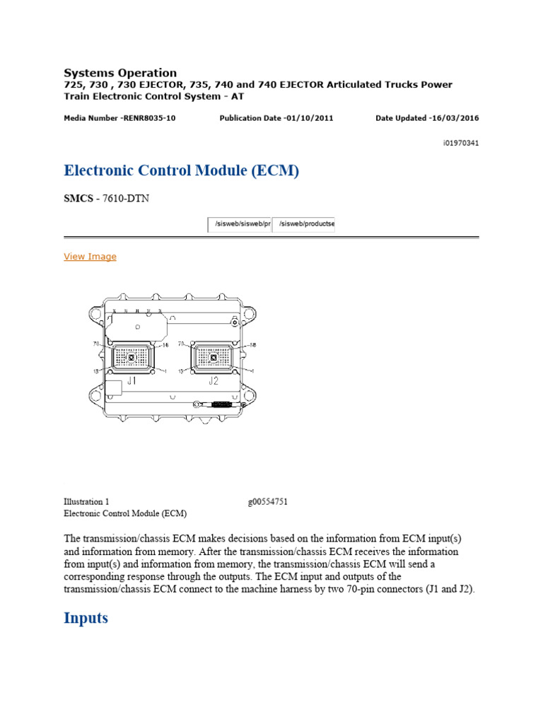 Systems Operation ECM 740 PDF Switch Input/Output