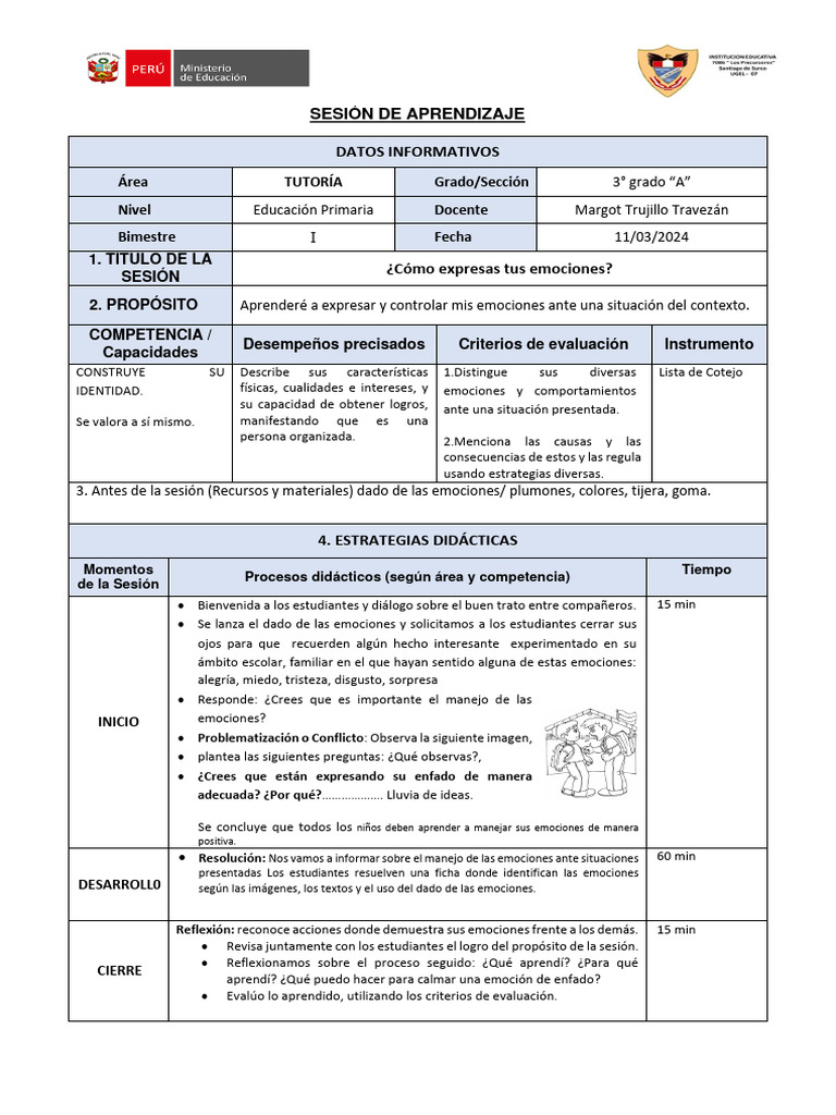 Expresión y Control de Emociones en Clase | PDF | Las emociones ...