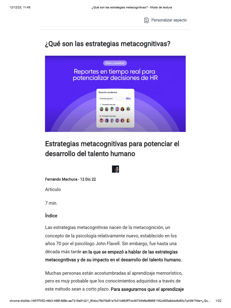 Estrategias Metacognitivas en Aprendizaje | PDF | Aprendizaje ...