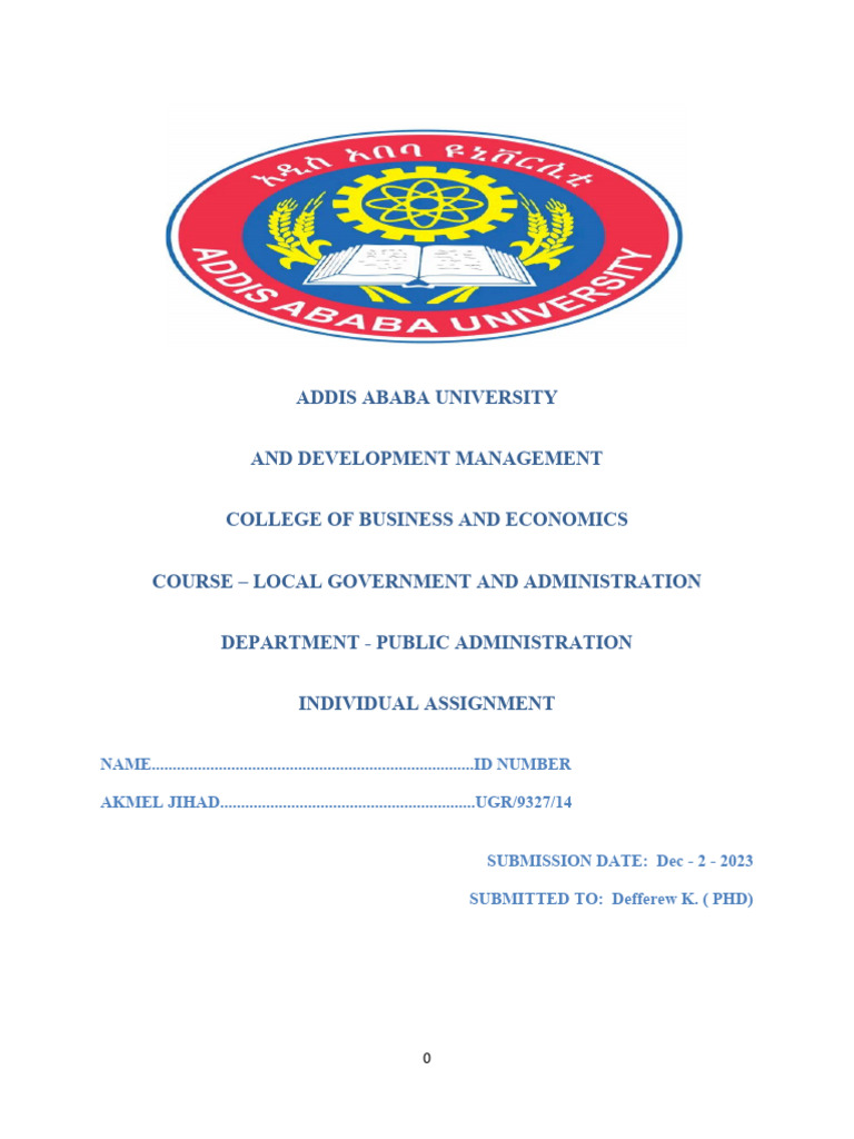 Local Government Individual Assignment | PDF | Political Science ...