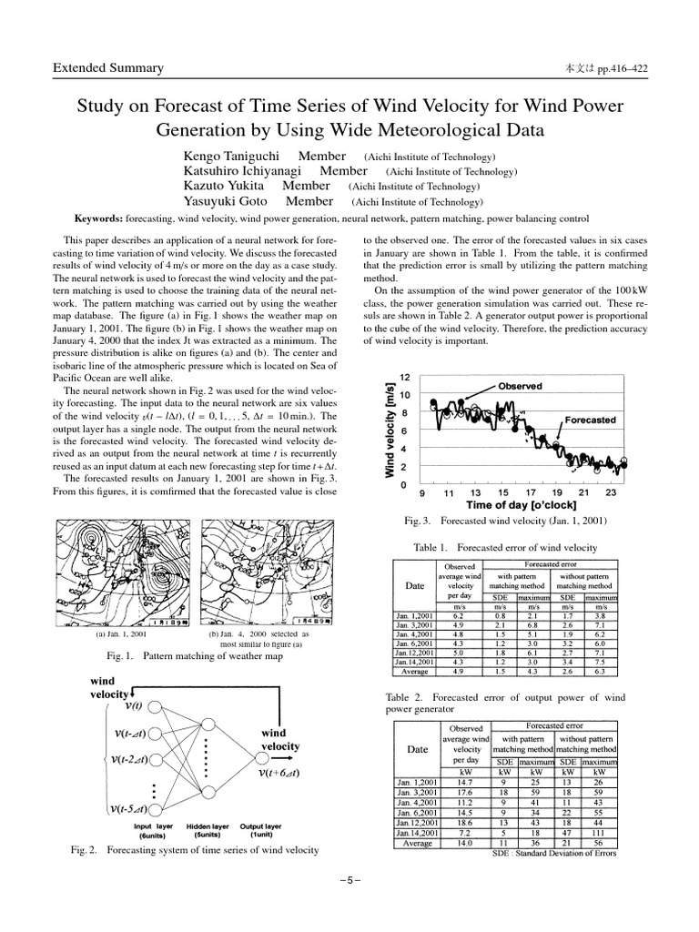 2008, Study On Forecast of Time Series of Wind Velocity For Wind Power ...