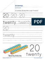 Kindergarten Printing Numbers 20