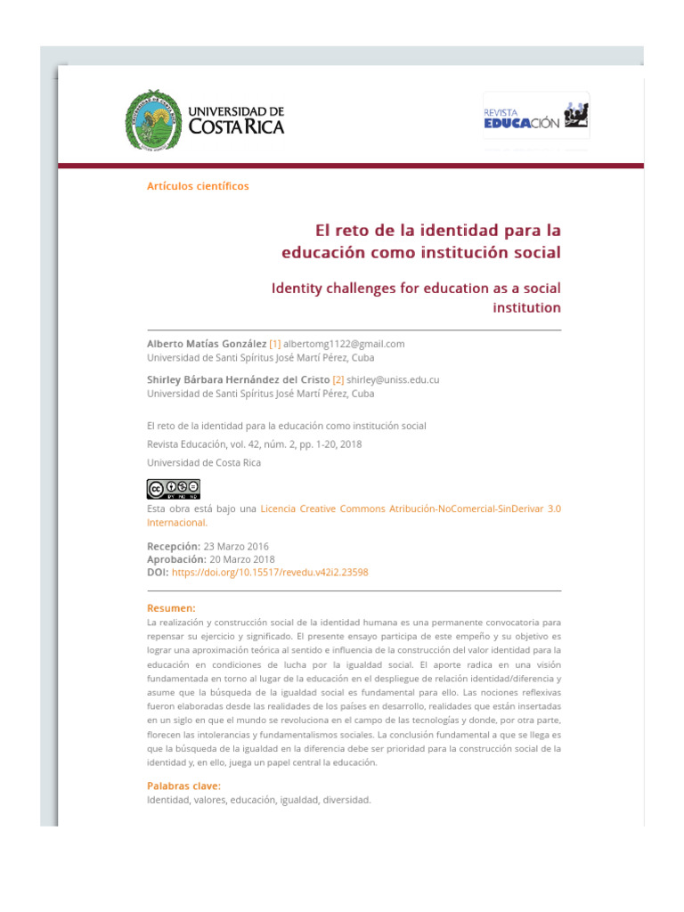 Identidad y educación en la igualdad social | PDF | Conocimiento ...