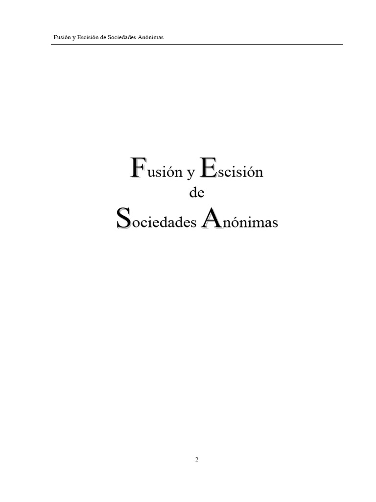 Fusión y Escisión de Sociedades | PDF | Sociedad de responsabilidad ...