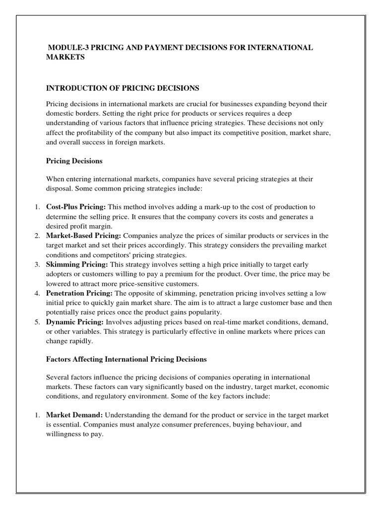 Module 3 2 download free pdf pricing dumping pricing policy 