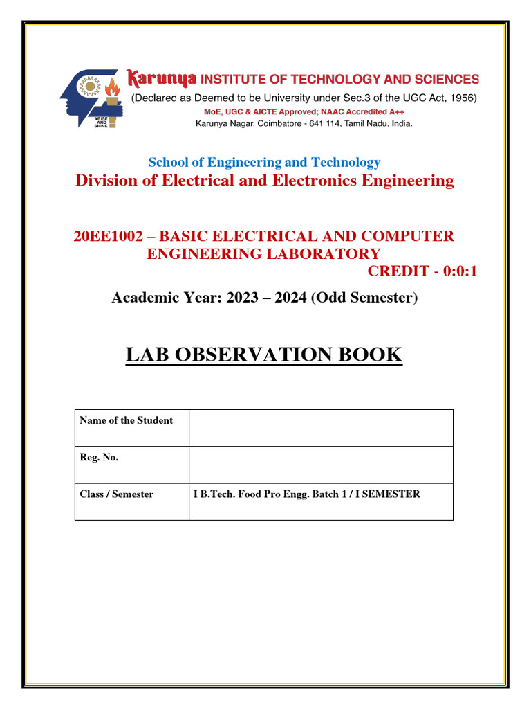 BASIC ELECTRICAL ENGINEERING WORKSHOP LAB MANUAL PDF visual data 7