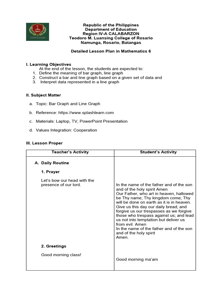 Andrea's Lesson Plan | Download Free PDF | Cartesian Coordinate System ...
