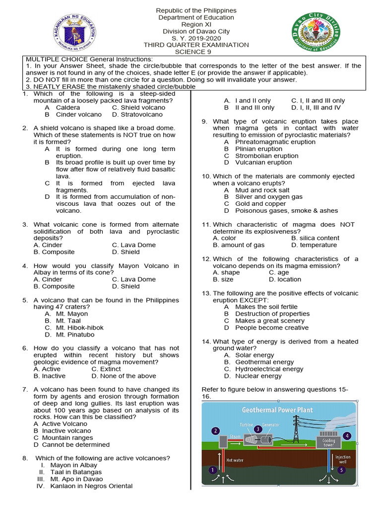 Science 9 Third Quarter Exam Guide | PDF | Types Of Volcanic Eruptions ...