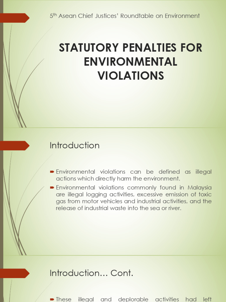 Statutory Penalties 4 For Environmental Violations PDF Deforestation Environmental Protection